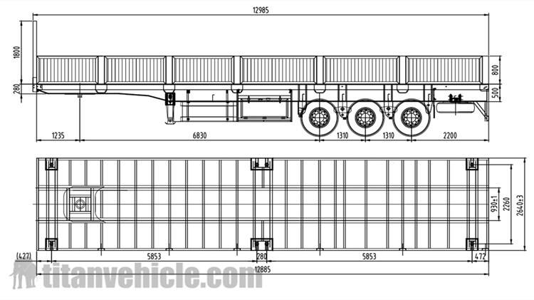China 50 Ton Side Wall Truck Semi Trailer for Sale in Sudan Port