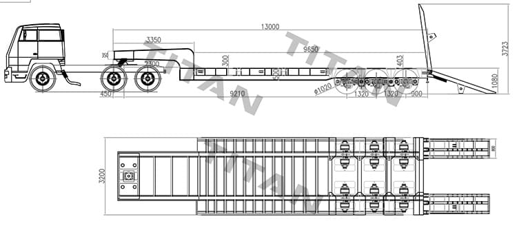 150 tấn 3 d&ograve;ng 6 trục thủy lực lowbed trailer để b&aacute;n tại Guyana
