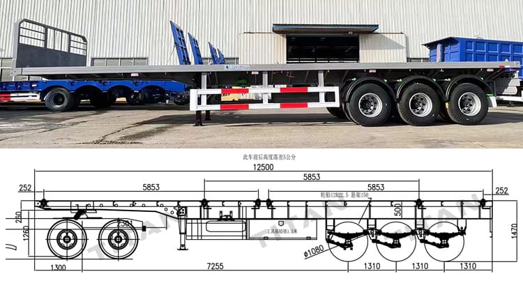 Rơ mo&oacute;c phẳng ba trục 40Ft để b&aacute;n ở Uganda