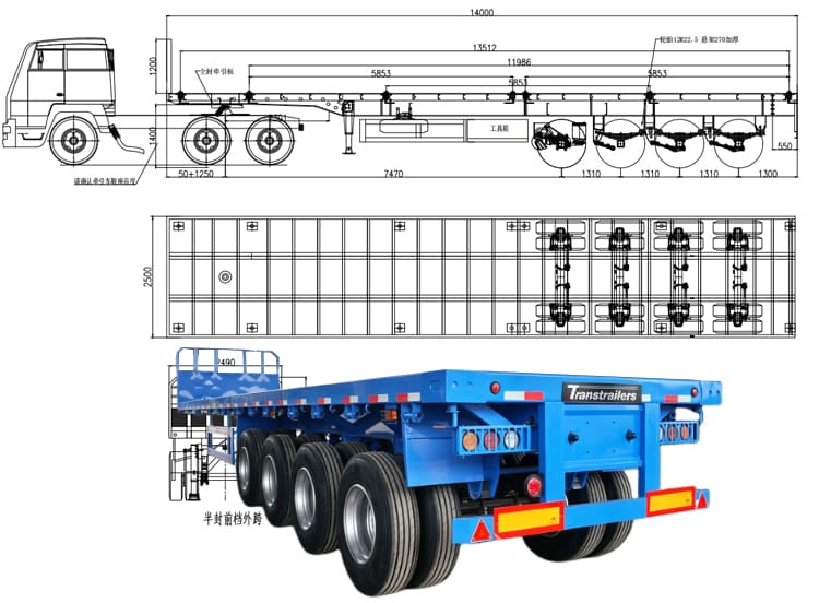 Superdoll 4 Axle Flatbed Semi Trailer Price for Sale in Tanzania