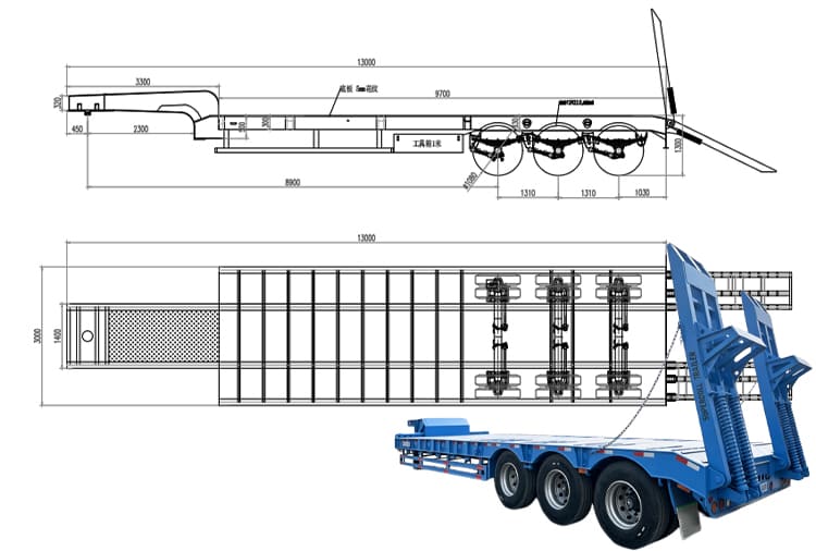 Superdoll 40 Ft Lowbed Truck Trailer Price for Sale in Congo